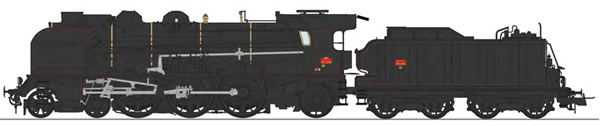 REE Modeles MB-135SAC - French Steam Locomotive Class 231G of the SNCF REIMS Depot, double smoke stack, large smoke deflect
